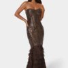 Sequin Feather Gown