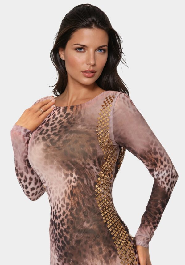 bebe1280_leopard_4_5495ece7-9339-440b-b1ff-67e1abbcb511 BodyCon Embellished Knee Length Dress