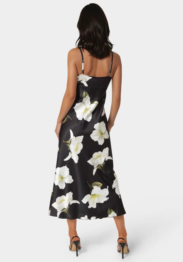 bebe2290_black-ivory_3_f7a2a835-3027-415a-b64f-c5d29e0b16c6 Printed Satin V-Neck Maxi Dress